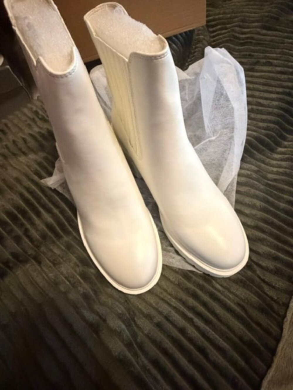 Womens White Lug Sole Ankle Boot